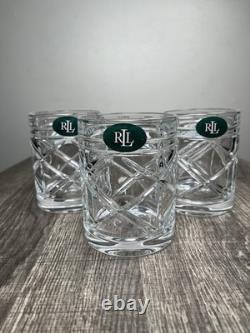 Ralph Lauren Crystal Brogan Double Old Fashioned Glass Whisky Cocktail Set Of 3