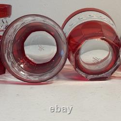 Ralph Lauren Crystal Claremont Double Old Fashioned Red Ruby Glasses set of 6