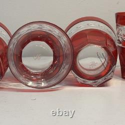 Ralph Lauren Crystal Claremont Double Old Fashioned Red Ruby Glasses set of 6