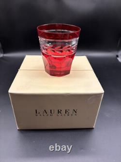 Ralph Lauren Crystal Claremont Red Ruby Double Old Fashioned Crystal Set Of 4