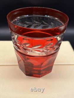 Ralph Lauren Crystal Claremont Red Ruby Double Old Fashioned Crystal Set Of 4