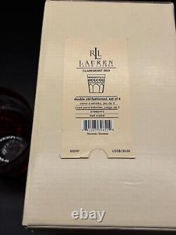 Ralph Lauren Crystal Claremont Red Ruby Double Old Fashioned Crystal Set Of 4