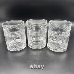 Ralph Lauren Crystal Glen Plaid Double Old Fashioned Glasses 4 inch Set Of 3