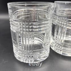 Ralph Lauren Crystal Glen Plaid Double Old Fashioned Glasses 4 inch Set Of 3