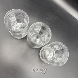 Ralph Lauren Crystal Glen Plaid Double Old Fashioned Glasses 4 inch Set Of 3