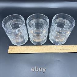 Ralph Lauren Crystal Glen Plaid Double Old Fashioned Glasses 4 inch Set Of 3