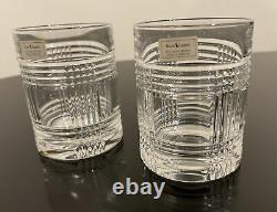 Ralph Lauren Crystal Glen Plaid Double Old Fashioned Whiskey Glass Set of 2 Mint