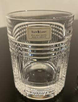 Ralph Lauren Crystal Glen Plaid Double Old Fashioned Whiskey Glass Set of 2 Mint