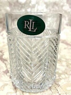 Ralph Lauren Crystal HERRINGBONE DOUBLE OLD FASHIONED GLASSES Set of 6 NEW