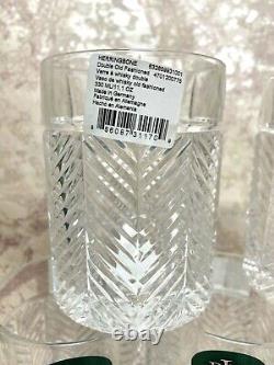 Ralph Lauren Crystal HERRINGBONE DOUBLE OLD FASHIONED GLASSES Set of 6 NEW