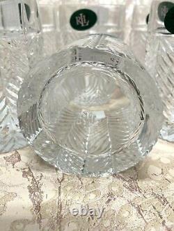 Ralph Lauren Crystal HERRINGBONE DOUBLE OLD FASHIONED GLASSES Set of 6 NEW