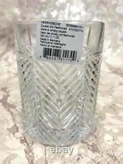 Ralph Lauren Crystal HERRINGBONE DOUBLE OLD FASHIONED GLASSES Set of 6 NEW