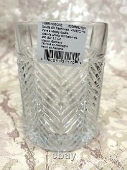 Ralph Lauren Crystal HERRINGBONE DOUBLE OLD FASHIONED GLASSES Set of 6 NEW