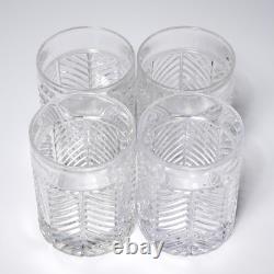 Ralph Lauren Crystal Herringbone Chevron Double Old Fashioned Tumbler Glasses 4p