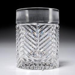 Ralph Lauren Crystal Herringbone Chevron Double Old Fashioned Tumbler Glasses 4p