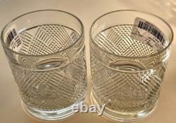 Ralph Lauren Crystal SAFARI Pattern & Coat of Arms Double Old Fashioned Pair New