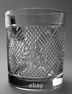 Ralph Lauren Crystal SAFARI Pattern & Coat of Arms Double Old Fashioned Pair New