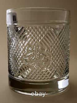 Ralph Lauren Crystal SAFARI Pattern & Coat of Arms Double Old Fashioned Pair New