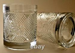 Ralph Lauren Crystal SAFARI Pattern & Coat of Arms Double Old Fashioned Pair New