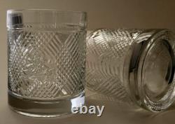 Ralph Lauren Crystal SAFARI Pattern & Coat of Arms Double Old Fashioned Pair New
