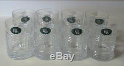 Ralph Lauren Glen Plaid 8 DOF Doubled Old Fashioned Clear Crystal Glasses NWT
