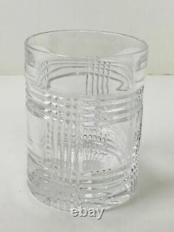 Ralph Lauren Glen Plaid Crystal Double Old Fashioned Glasses Set of 2 NEW