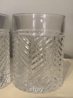 Ralph Lauren HERRINGBONE SET OF 4 DOUBLE OLD FASHIONED CRYSTAL GLASSES NIB