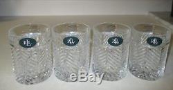 Ralph Lauren Herringbone 8 DOF Double Old Fashioned Crystal Glasses NWT