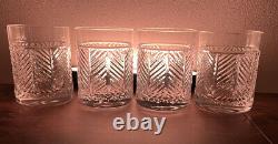 Ralph Lauren Herringbone Crystal Double Old Fashioned Glasses 4.5 Set Of 4