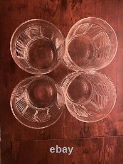 Ralph Lauren Herringbone Crystal Double Old Fashioned Glasses 4.5 Set Of 4