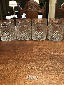 Ralph Lauren Herringbone Cut Crystal Double Old Fashioned Glasses Set of 4MINT