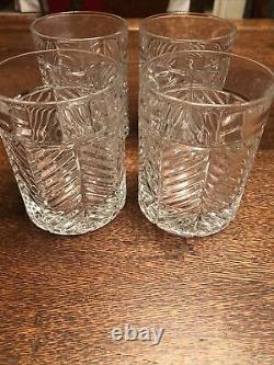 Ralph Lauren Herringbone Cut Crystal Double Old Fashioned Glasses Set of 4MINT