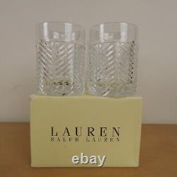 Ralph Lauren Herringbone Glasses Double Old Fashion Crystal Set of 4 New Signed
