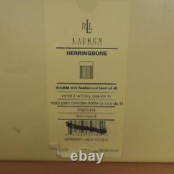 Ralph Lauren Herringbone Glasses Double Old Fashion Crystal Set of 4 New Signed
