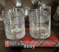 Ralph Lauren RLL Crystal GLEN PLAID Double Old Fashioned Whiskey Glass Set Of 2