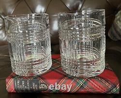 Ralph Lauren RLL Crystal GLEN PLAID Double Old Fashioned Whiskey Glass Set Of 2