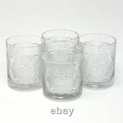 Ralph Lauren Safari Plaid Crest Double Old Fashioned Rocks Glasses Set Of 4