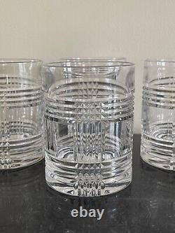 Ralph Lauren Signed 4 1/8 Tall Glen Plaid Double Old Fashioned Glasses Set of 4