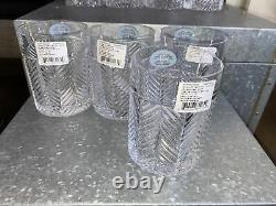 Ralph Lauren Signed Crystal Herringbone Double Old fashioned Whiskey Glasses 8