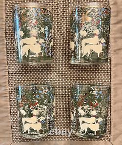 Rare Cera Mid-Century Barware Lost Unicorn- Double Old-Fashioned Set of 4