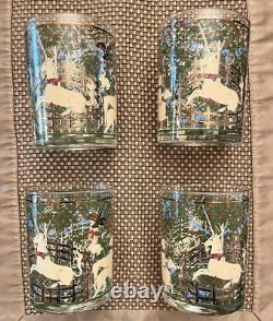 Rare Cera Mid-Century Barware Lost Unicorn- Double Old-Fashioned Set of 4