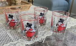 Rare Georges Briard Uncle Mistletoe Double Old Fashioned Whiskey Glasses Set 4