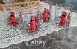 Rare Georges Briard Uncle Mistletoe Double Old Fashioned Whiskey Glasses Set 4