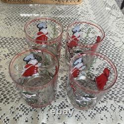 Rare Georges Briard Uncle Mistletoe Double Old Fashioned Whiskey Glasses Set 4