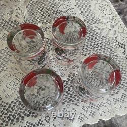 Rare Georges Briard Uncle Mistletoe Double Old Fashioned Whiskey Glasses Set 4