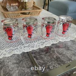 Rare Georges Briard Uncle Mistletoe Double Old Fashioned Whiskey Glasses Set 4