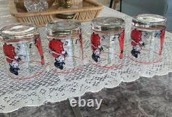 Rare Georges Briard Uncle Mistletoe Double Old Fashioned Whiskey Glasses Set 4