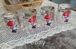 Rare Georges Briard Uncle Mistletoe Double Old Fashioned Whiskey Glasses Set 4
