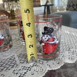 Rare Georges Briard Uncle Mistletoe Double Old Fashioned Whiskey Glasses Set 4