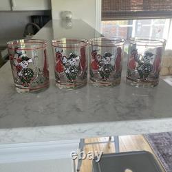 Rare Georges Briard Uncle Mistletoe Double Old Fashioned Whiskey Glasses Set 4